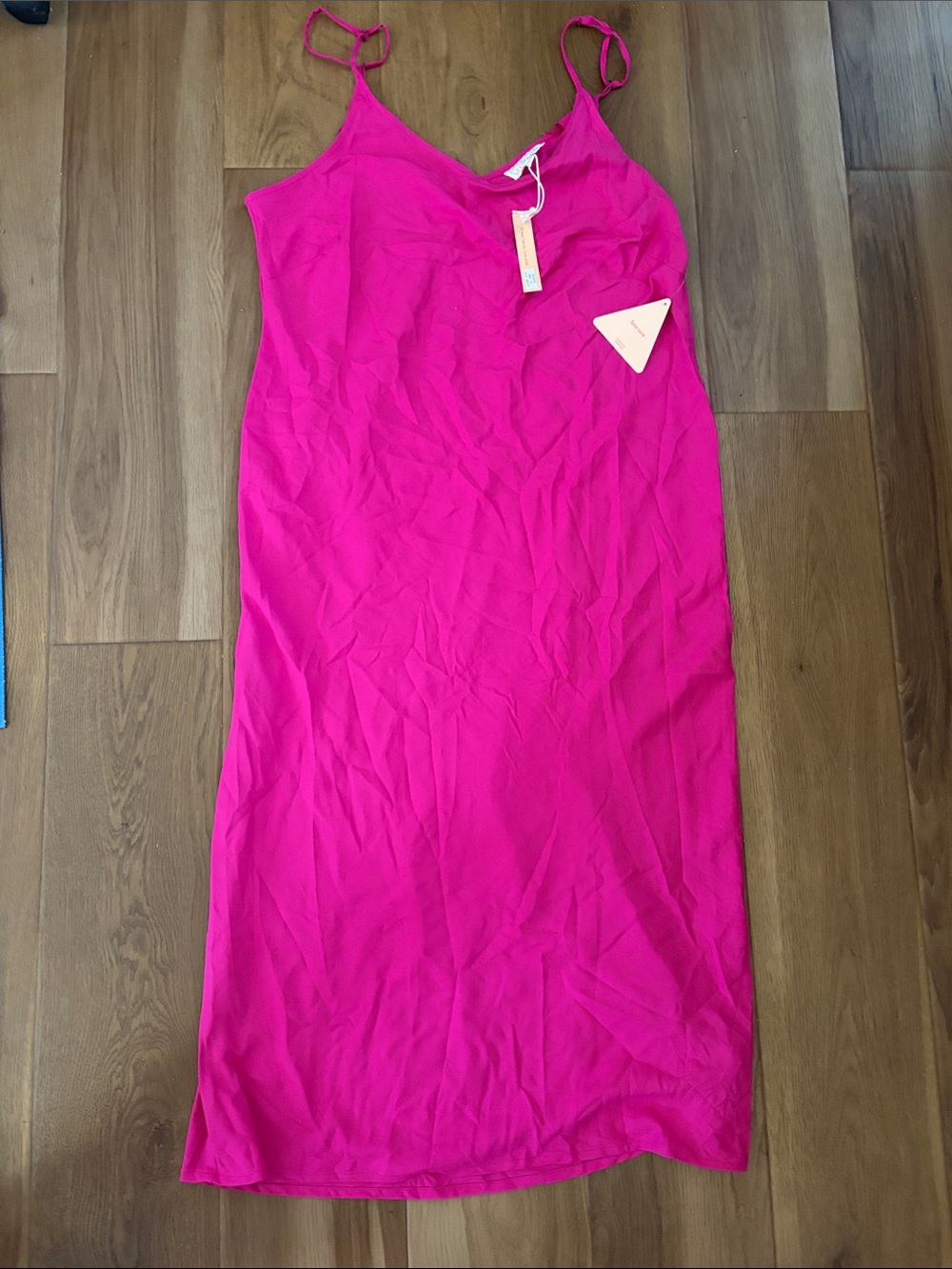 Fuchsia Midi Slip Dress with Spaghetti Straps
